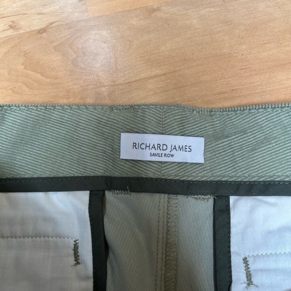 Richard James Savile Row 100% Cotton Corduroy Pants size 32R Sage Green - Picture 2 of 5